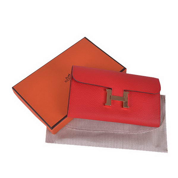 Cheap Fake Hermes Constance Long Wallets Red Calfskin Leather Gold - Click Image to Close